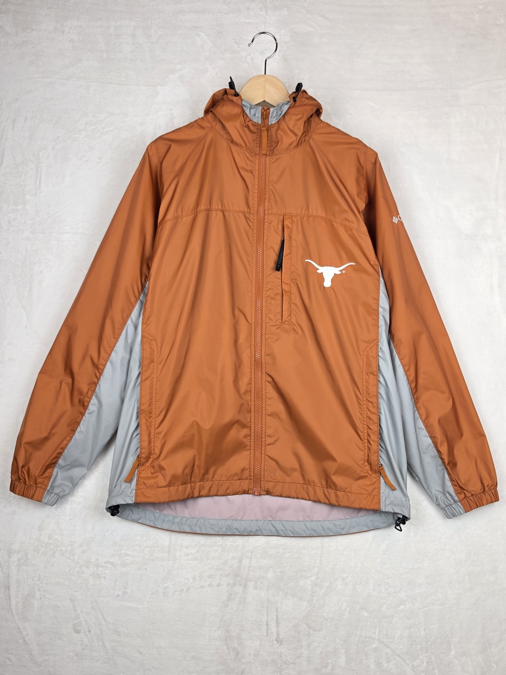 Columbia Texas Longhorns Rain Jacket Mens S Burnt Orange Hooded‎ Windbreaker